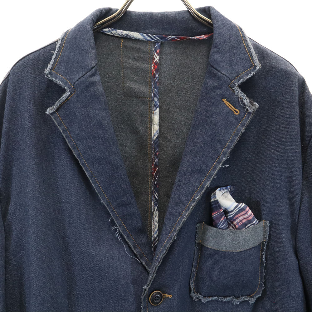 デシグアル カットオフ加工 ストレッチデニム ブレザー 54 インディゴブルー Desigual man テーラードジャケット メンズ