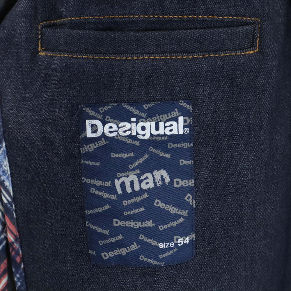 デシグアル カットオフ加工 ストレッチデニム ブレザー 54 インディゴブルー Desigual man テーラードジャケット メンズ