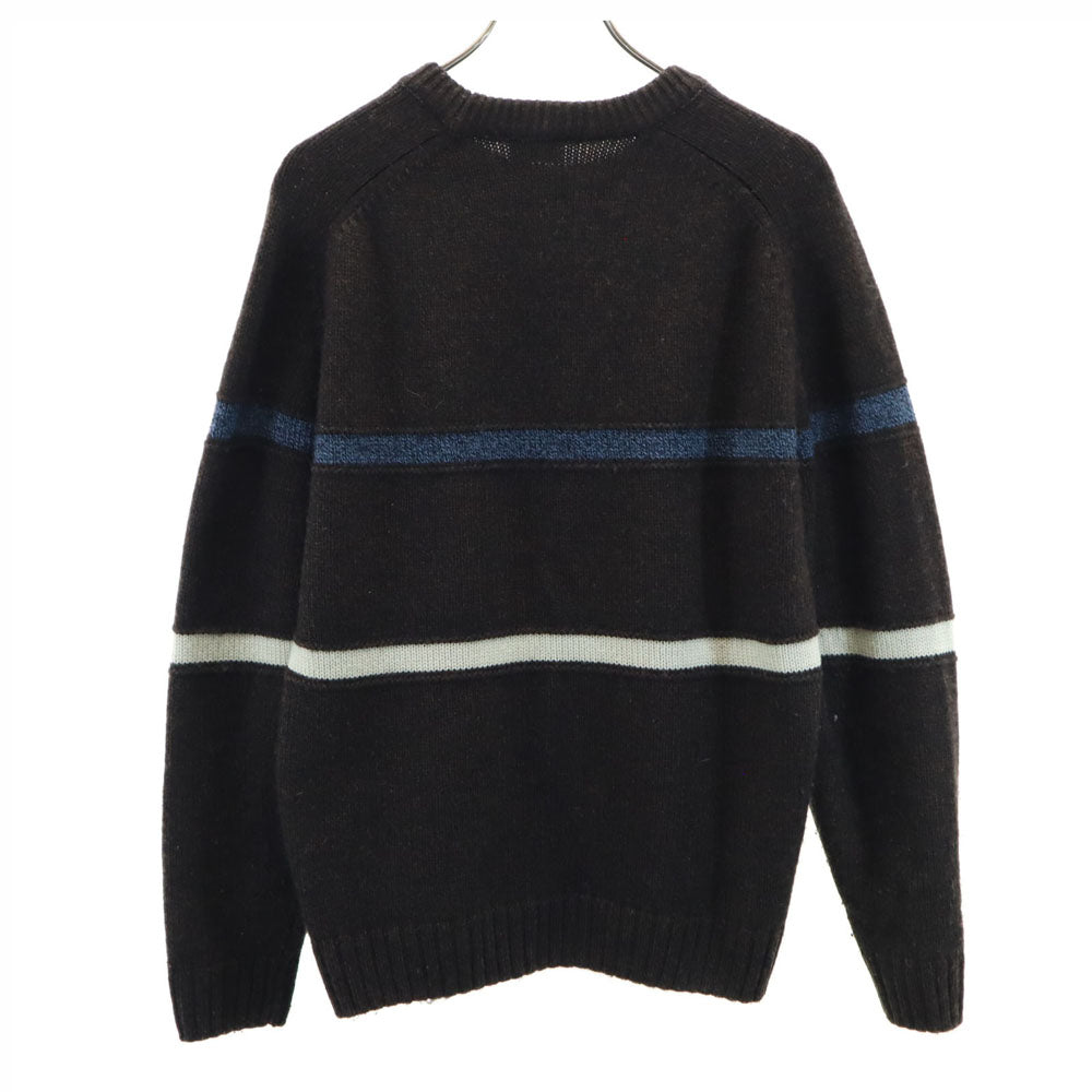 LACOSTE ラコステ 日本製 ウールブレンド ボーダー 長袖 セーター 3 ブラウン系 ニット メンズ