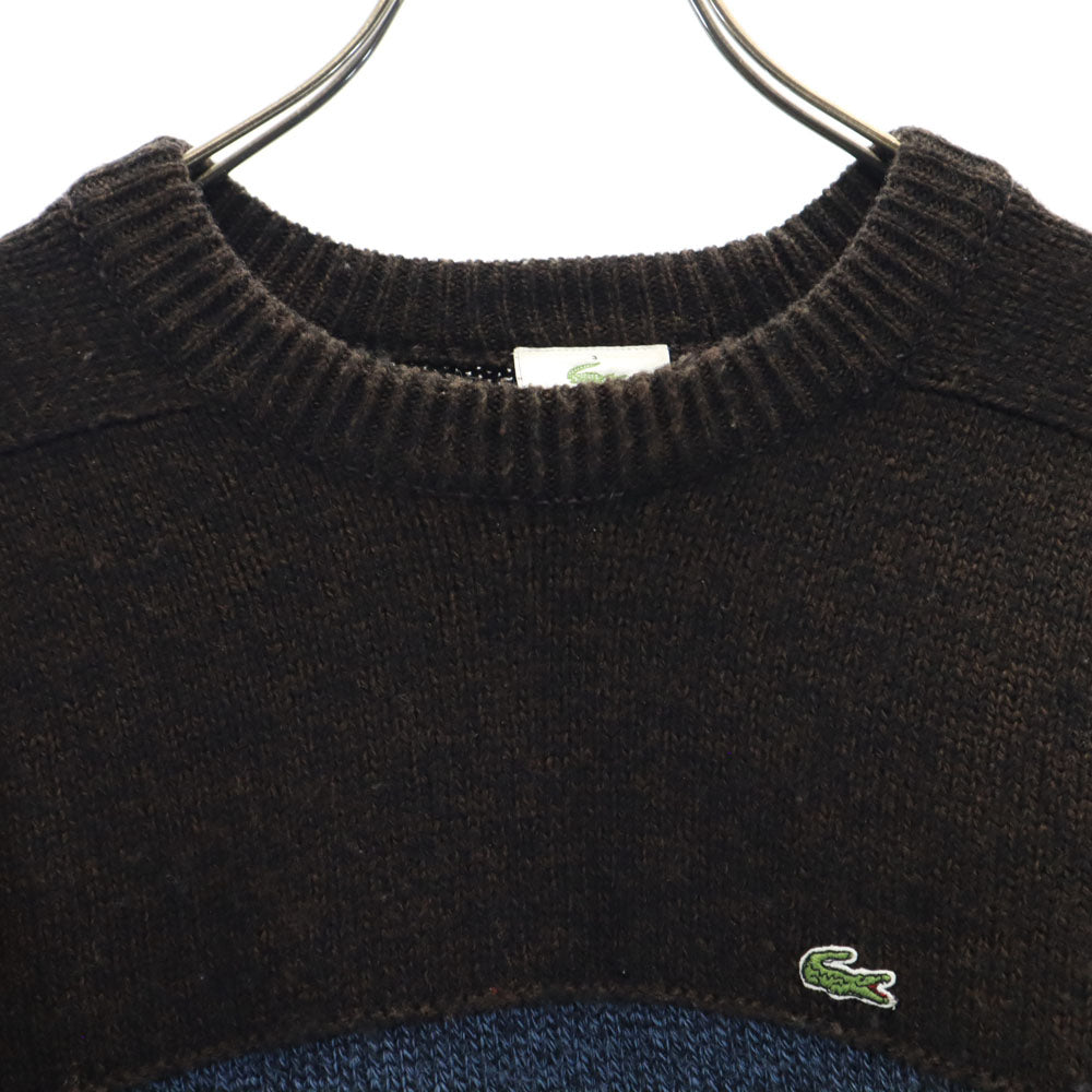 LACOSTE ラコステ 日本製 ウールブレンド ボーダー 長袖 セーター 3 ブラウン系 ニット メンズ