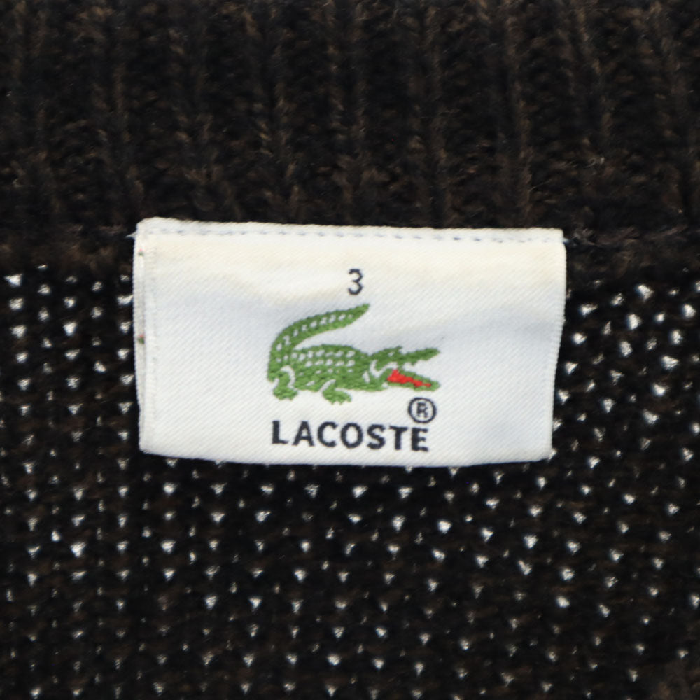 LACOSTE ラコステ 日本製 ウールブレンド ボーダー 長袖 セーター 3 ブラウン系 ニット メンズ