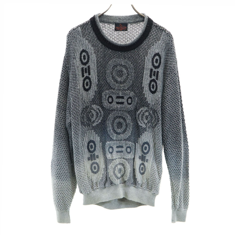 santa fe サンタフェ 90s 日本製 リネンブレンド オールド 長袖 セーター 4 グレー系 メンズ