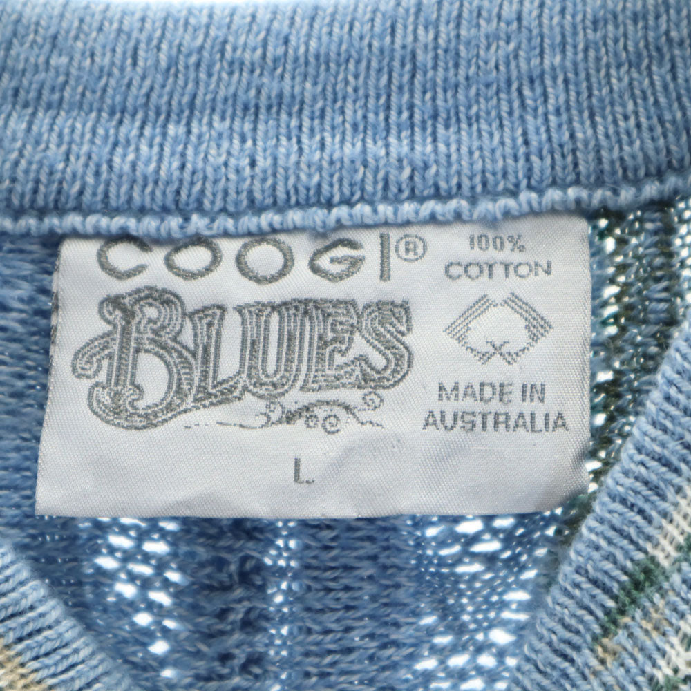 クージー 90s オーストラリア製 オールド 長袖 3D ニット L ブルー系 COOGI BLUES セーター メンズ