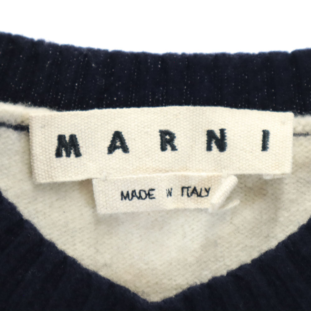 MARNI マルニ イタリア製 ヴァージンウール 長袖 セーター 44 ネイビー ニット レディース