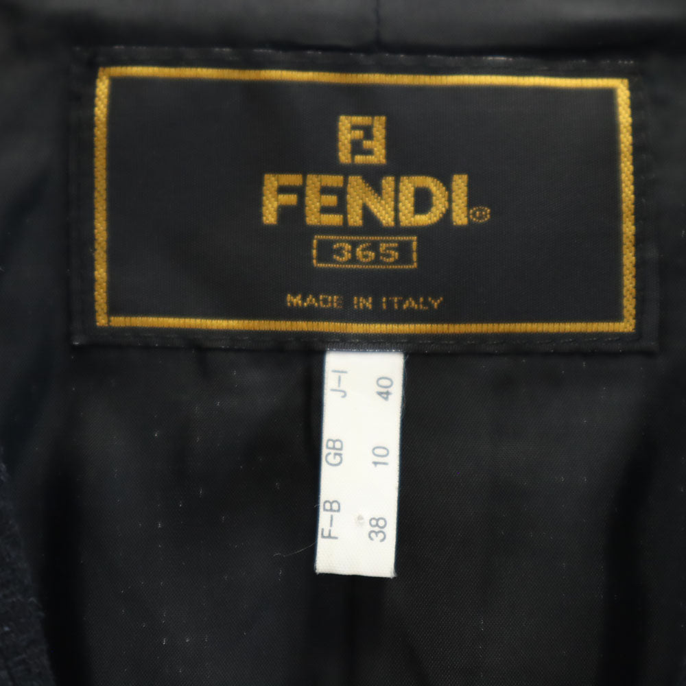 FENDI フェンディ イタリア製 シルク ブレザー 40 ブラック テーラードジャケット アンコン レディース
