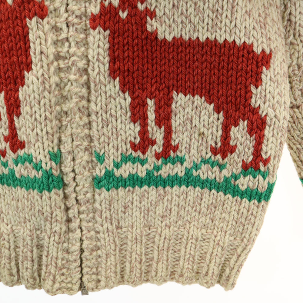 ヴィンテージ 50s 60s ライトニングジップ トナカイ柄 カウチンジャケット ベージュ VINTAGE ニット メンズ