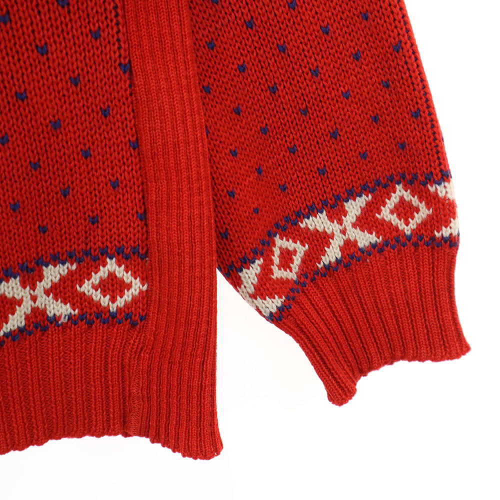 PFISTER 80s オールド 総柄 ニットジャケット レッド レディース