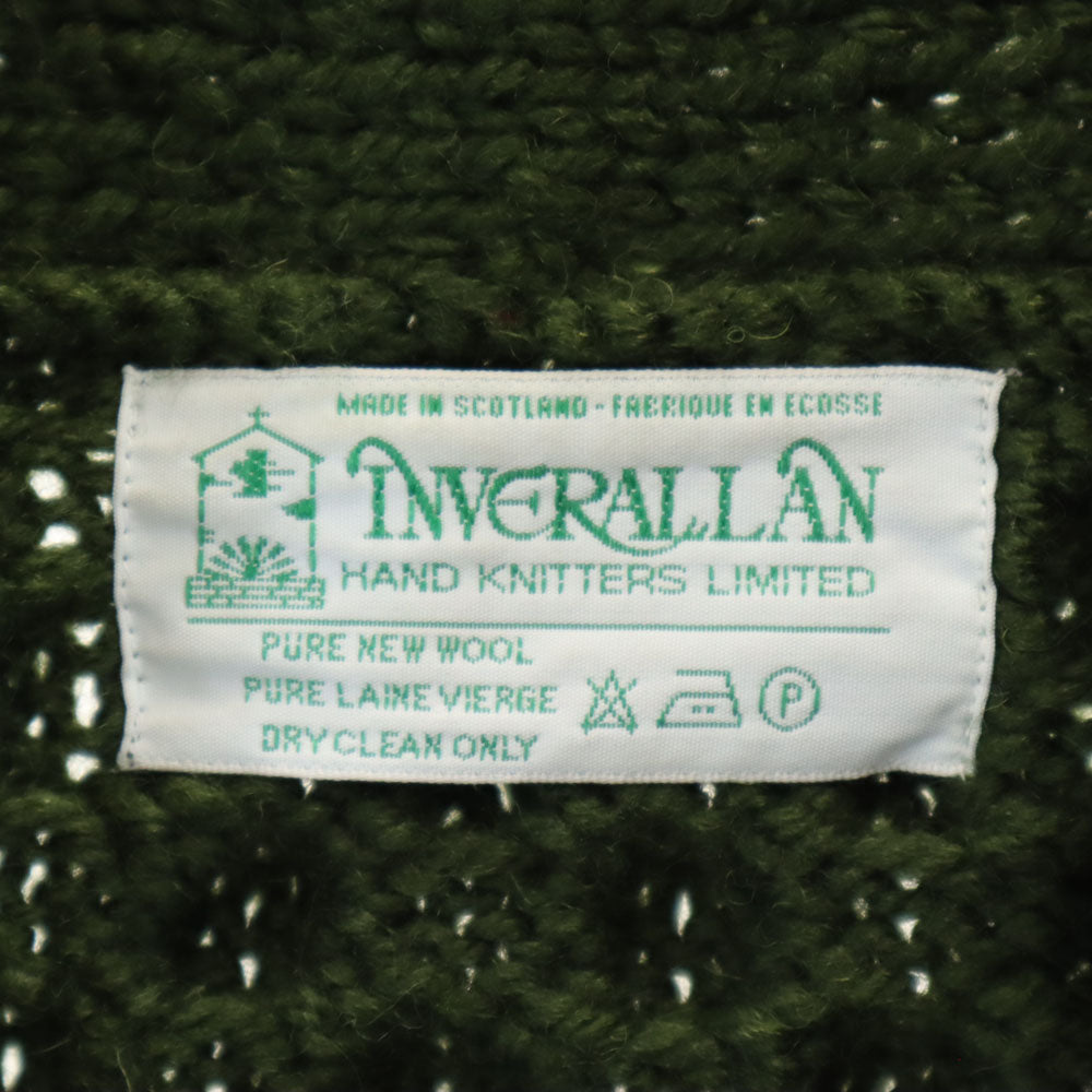 インバーアラン スコットランド製 長袖 ショールカラー ニットカーディガン グリーン INVERALLAN メンズ