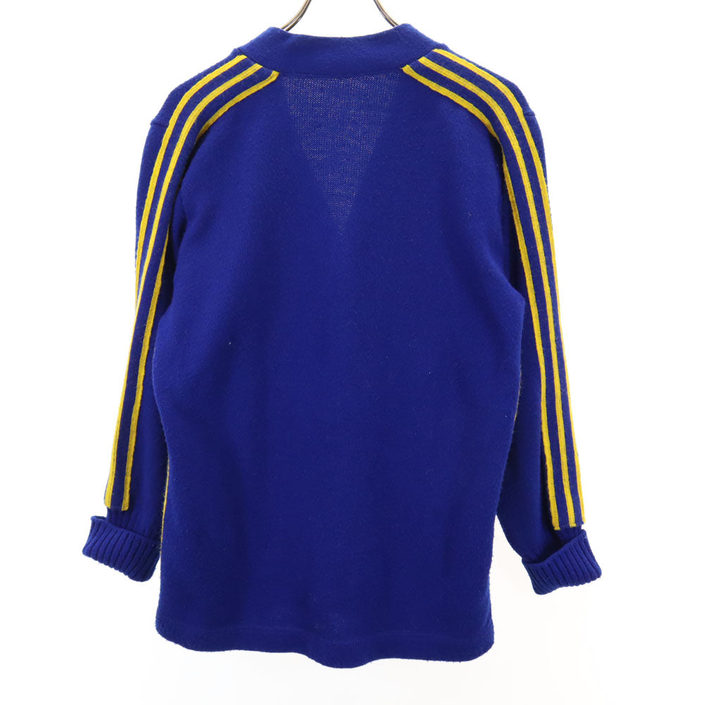 VINTAGE ヴィンテージ 70s レータード カレッジ Vネック ニットカーディガン ブルー 3ライン メンズ