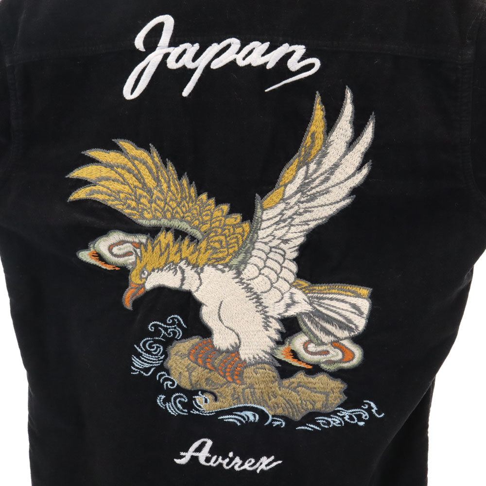AVIREX アヴィレックス バック刺繍 長袖 コーデュロイシャツ M ブラック メンズ