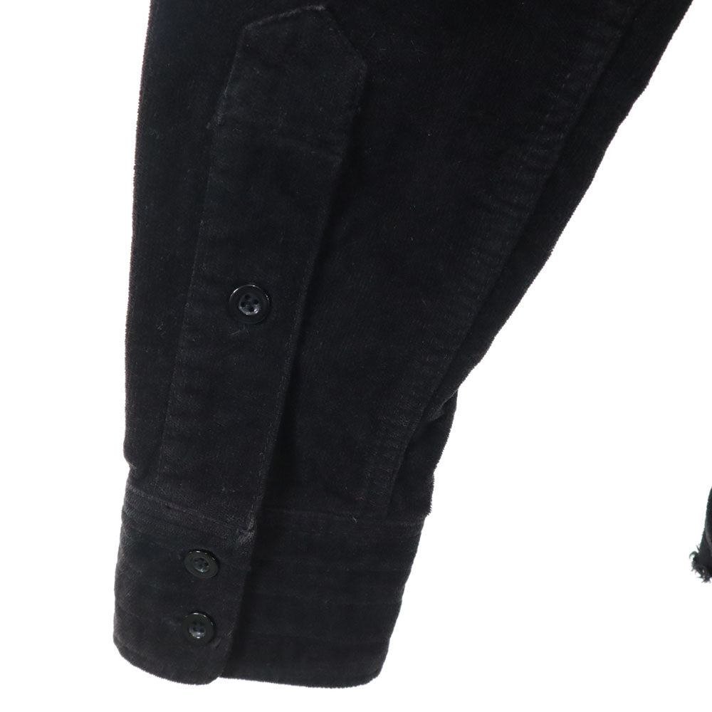 AVIREX アヴィレックス バック刺繍 長袖 コーデュロイシャツ M ブラック メンズ