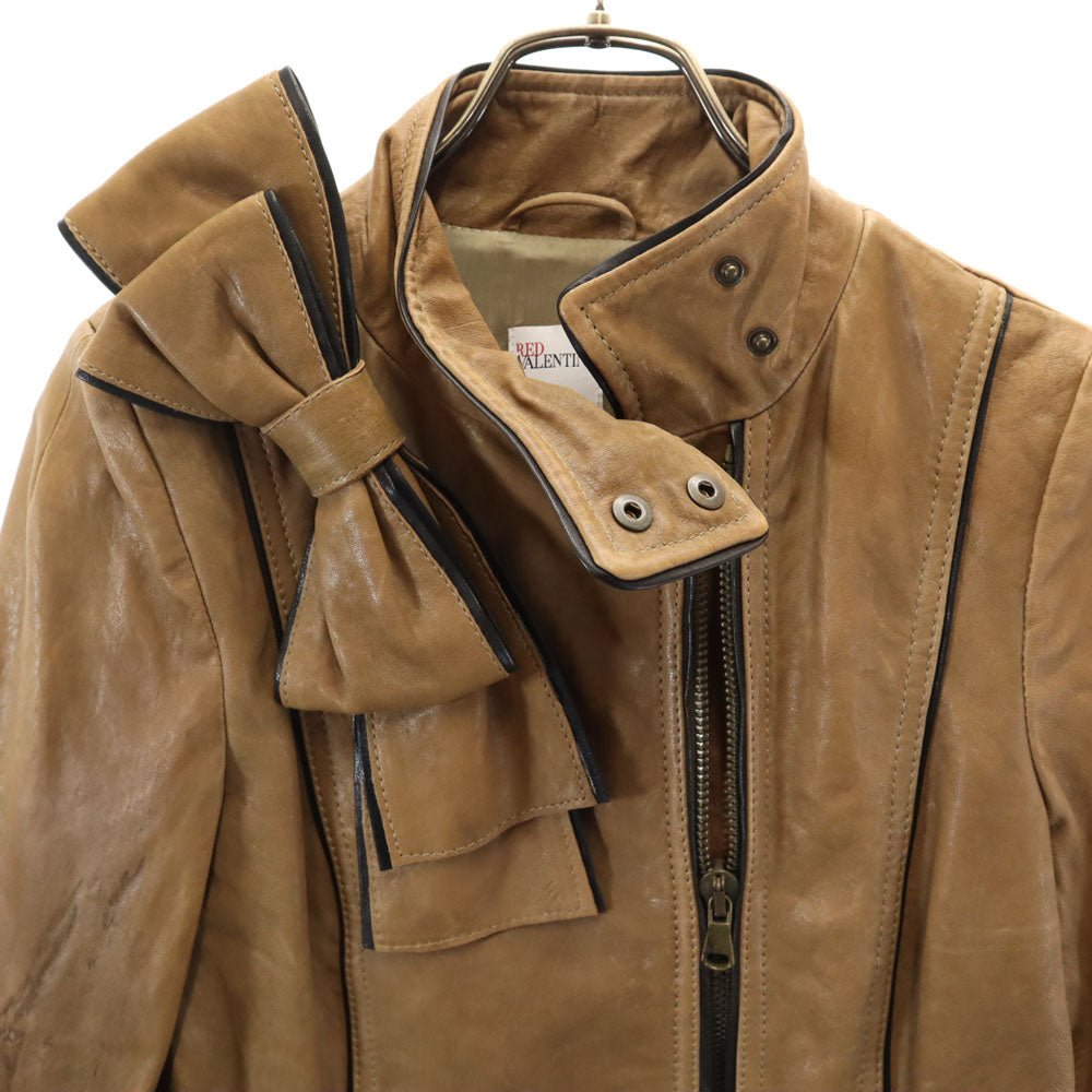 RED VALENTINO レッドヴァレンティノ レザージャケット 38 ベージュブラウン ライダース レディース