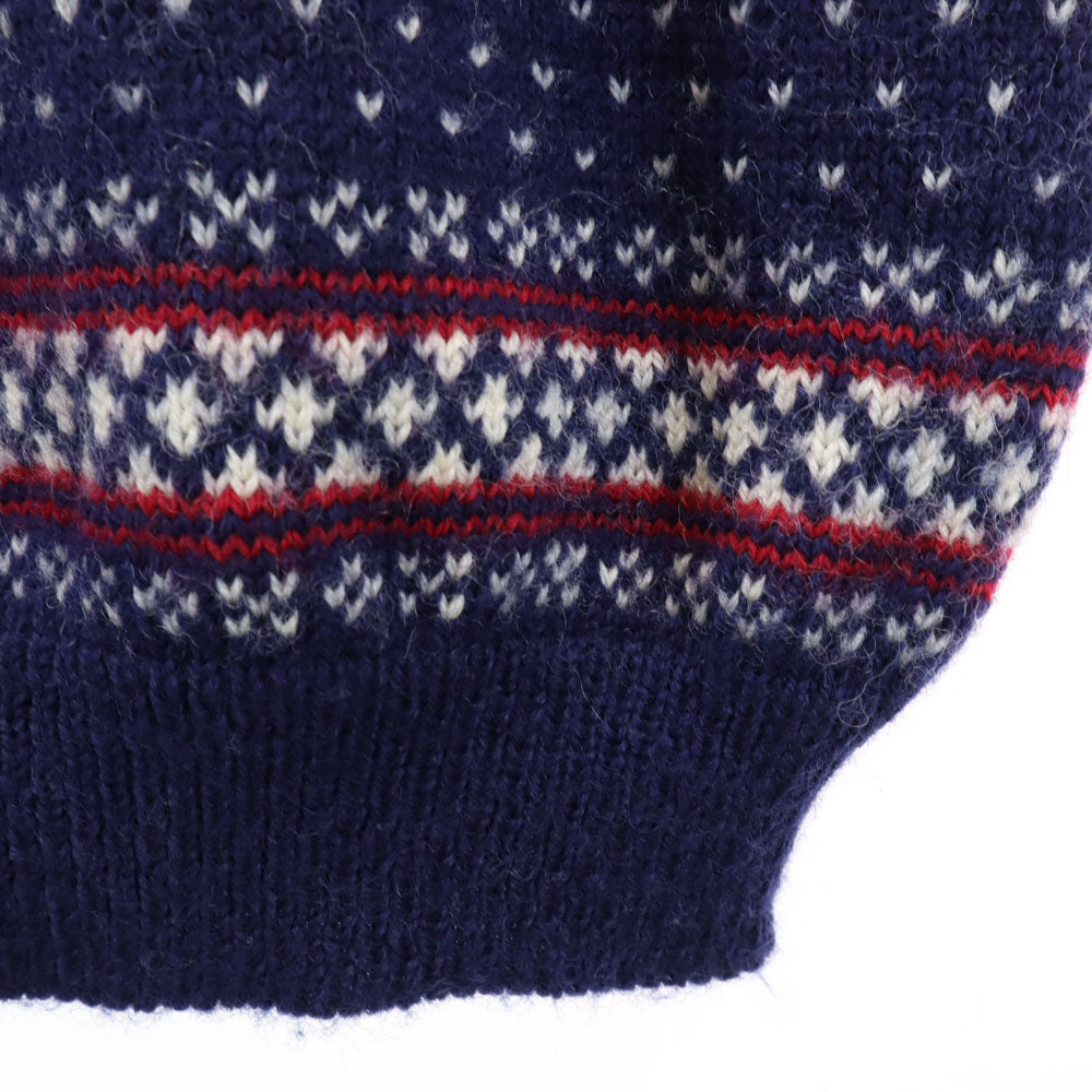 L.L.Bean エルエルビーン 80s ノルウェー製 ヴィンテージ フェアアイル柄 長袖 セーター M ネイビー ニット レディース