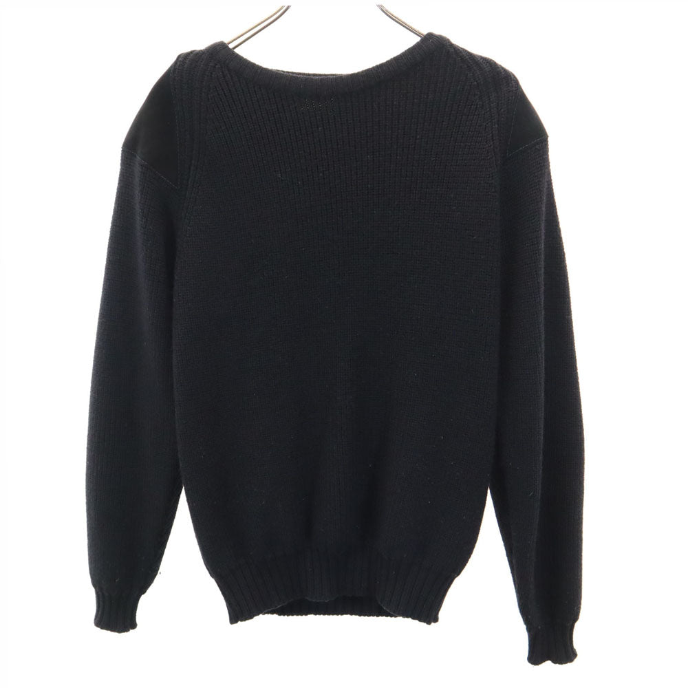 WILLIAM LOCKIE ウィリアムロッキー スコットランド製 ウール オールド 長袖 エルボーパッチ セーター 36 ブラック ニット メンズ