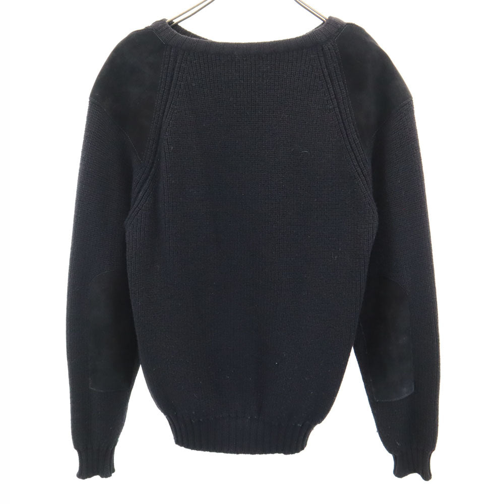 WILLIAM LOCKIE ウィリアムロッキー スコットランド製 ウール オールド 長袖 エルボーパッチ セーター 36 ブラック ニット メンズ