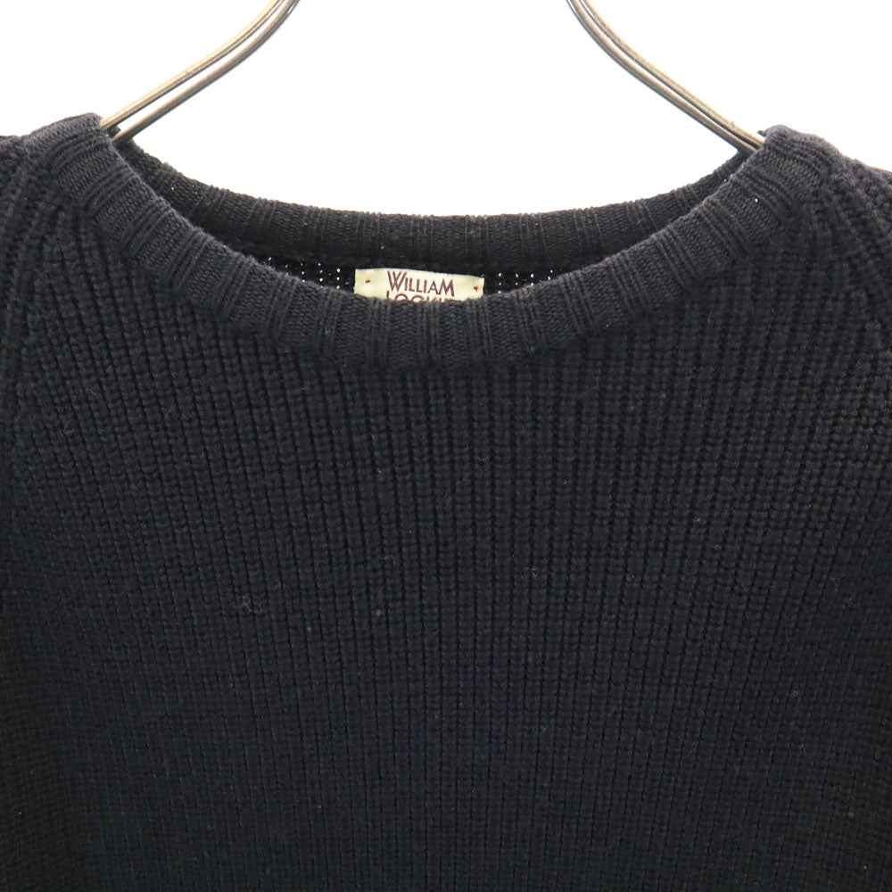 WILLIAM LOCKIE ウィリアムロッキー スコットランド製 ウール オールド 長袖 エルボーパッチ セーター 36 ブラック ニット メンズ