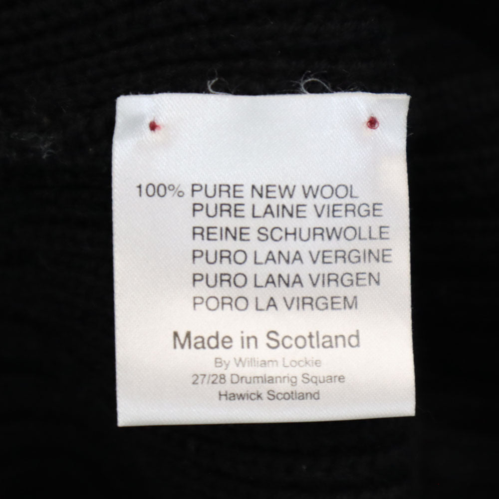 WILLIAM LOCKIE ウィリアムロッキー スコットランド製 ウール オールド 長袖 エルボーパッチ セーター 36 ブラック ニット メンズ