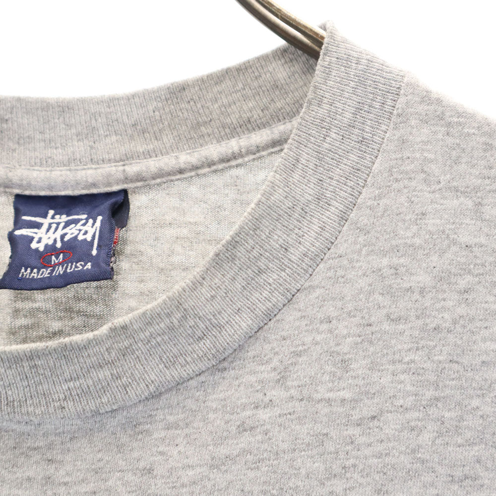 STUSSY ステューシー 90s USA製 オールド 紺タグ 半袖 Tシャツ M グレー メンズ