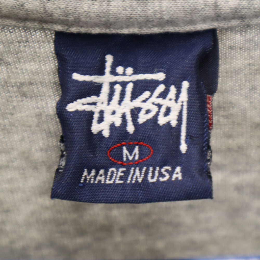 ステューシー 90s USA製 オールド 紺タグ 半袖 Tシャツ M グレー STUSSY メンズ