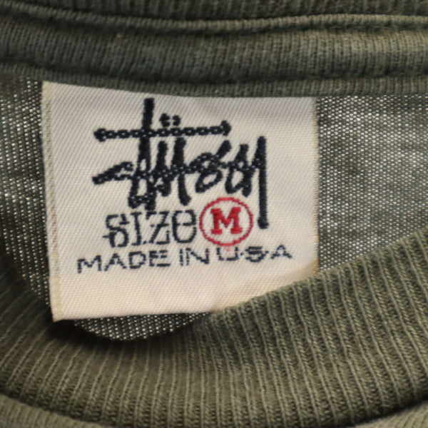 ステューシー 90s USA製 白タグ オールド 半袖 Tシャツ M カーキ STUSSY メンズ