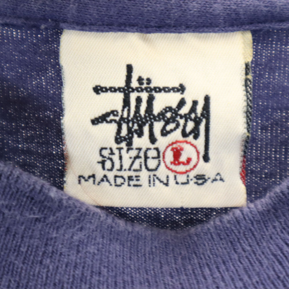 ステューシー 90s USA製 白タグ オールド 半袖 Tシャツ L ネイビー STUSSY メンズ