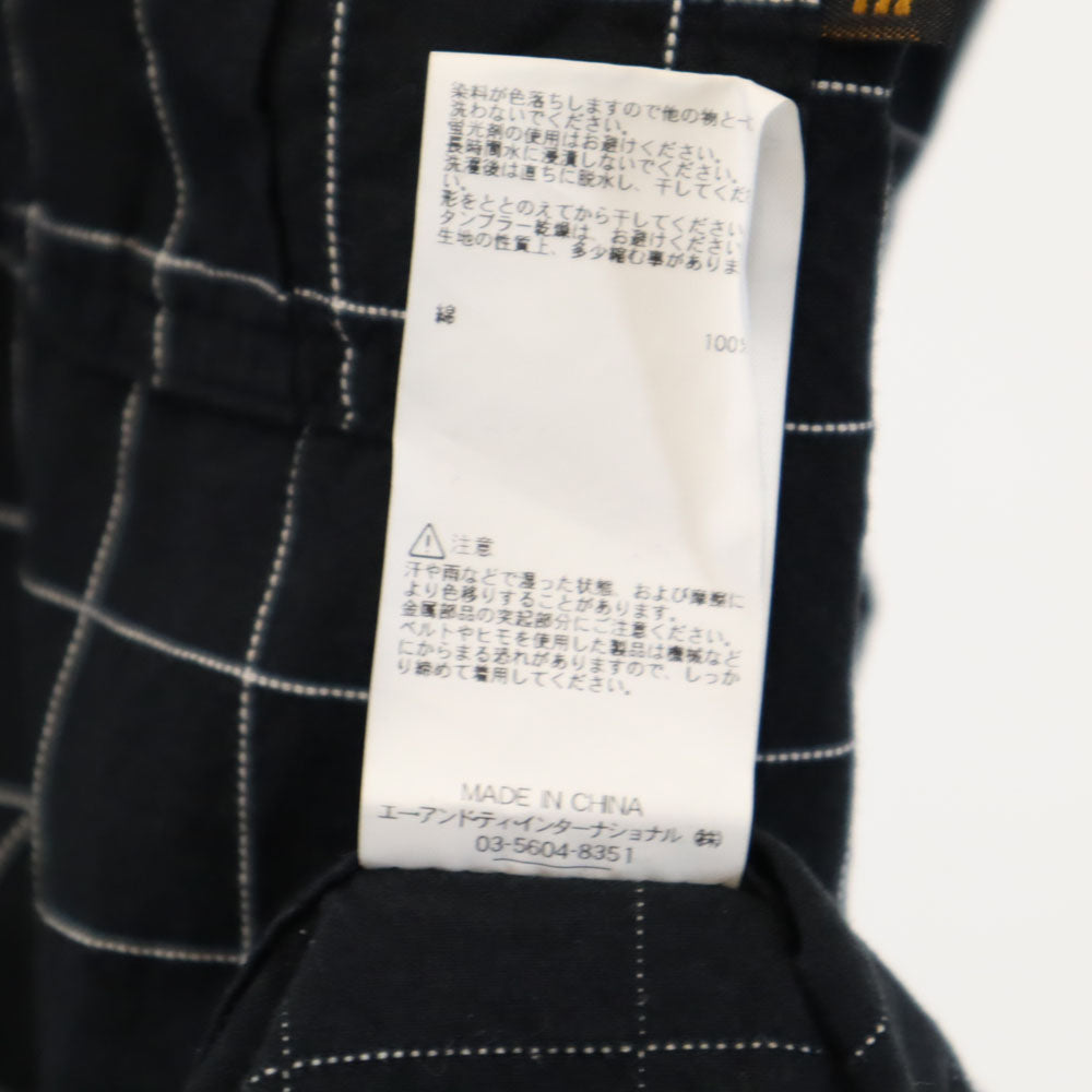 アルファ ウィンドウペン チェック柄 半袖 ワークシャツ L チャコールブラック ALPHA メンズ