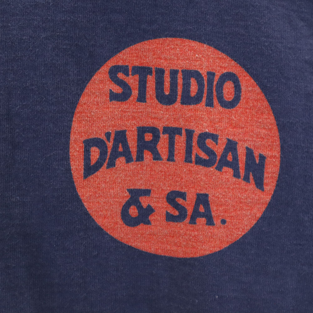 ステュディオダルチザン 日本製 バックプリント 半袖 Tシャツ L ネイビー STUDIO D’ARTISAN メンズ