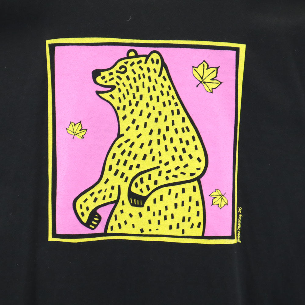 FRUIT OF THE LOOM フルーツオブザルーム 90s USA製 オールド アートT ベア プリント 半袖 Tシャツ XL ブラック クマ シングルステッチ メンズ