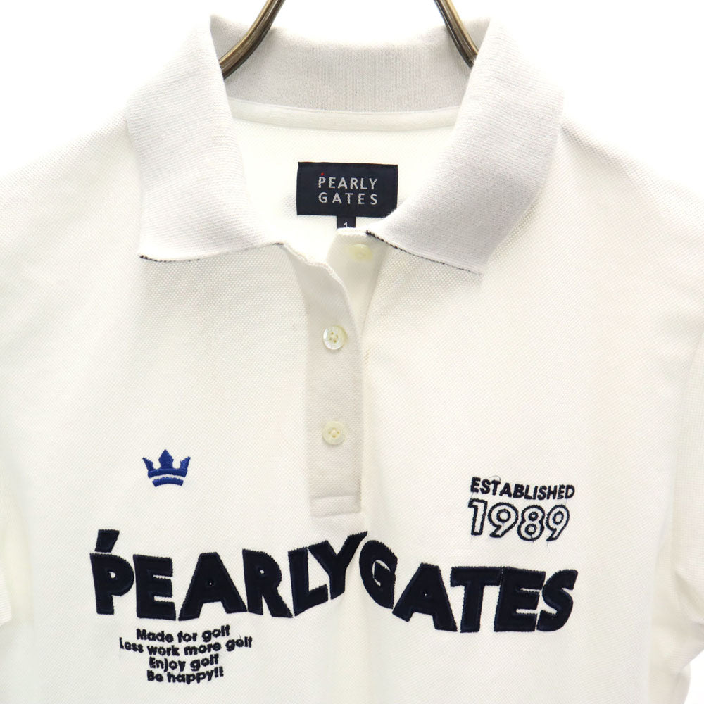 パーリーゲイツ 日本製 ゴルフ 半袖 ポロシャツ 1 ホワイト PEARLY GATES 鹿の子 レディース