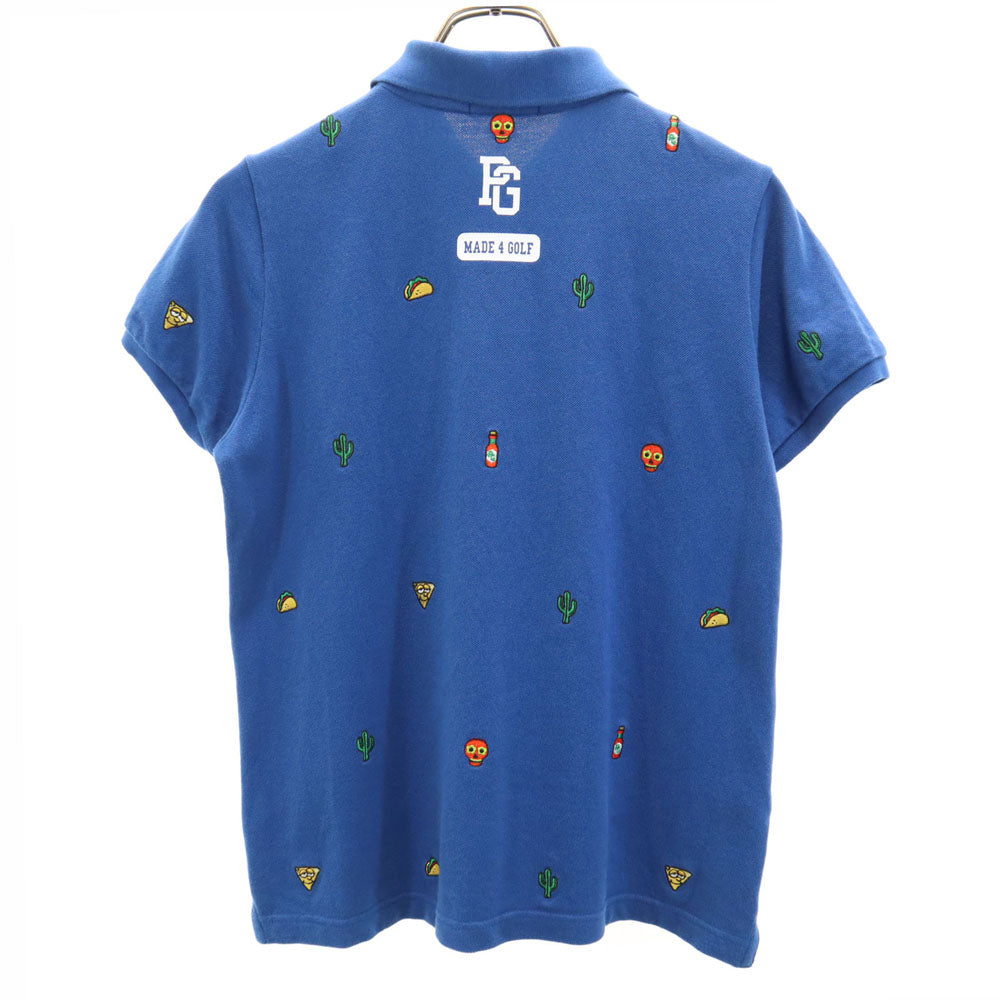 パーリーゲイツ 日本製 ゴルフ 半袖 ポロシャツ 1 ブルー PEARLY GATES 鹿の子 レディース