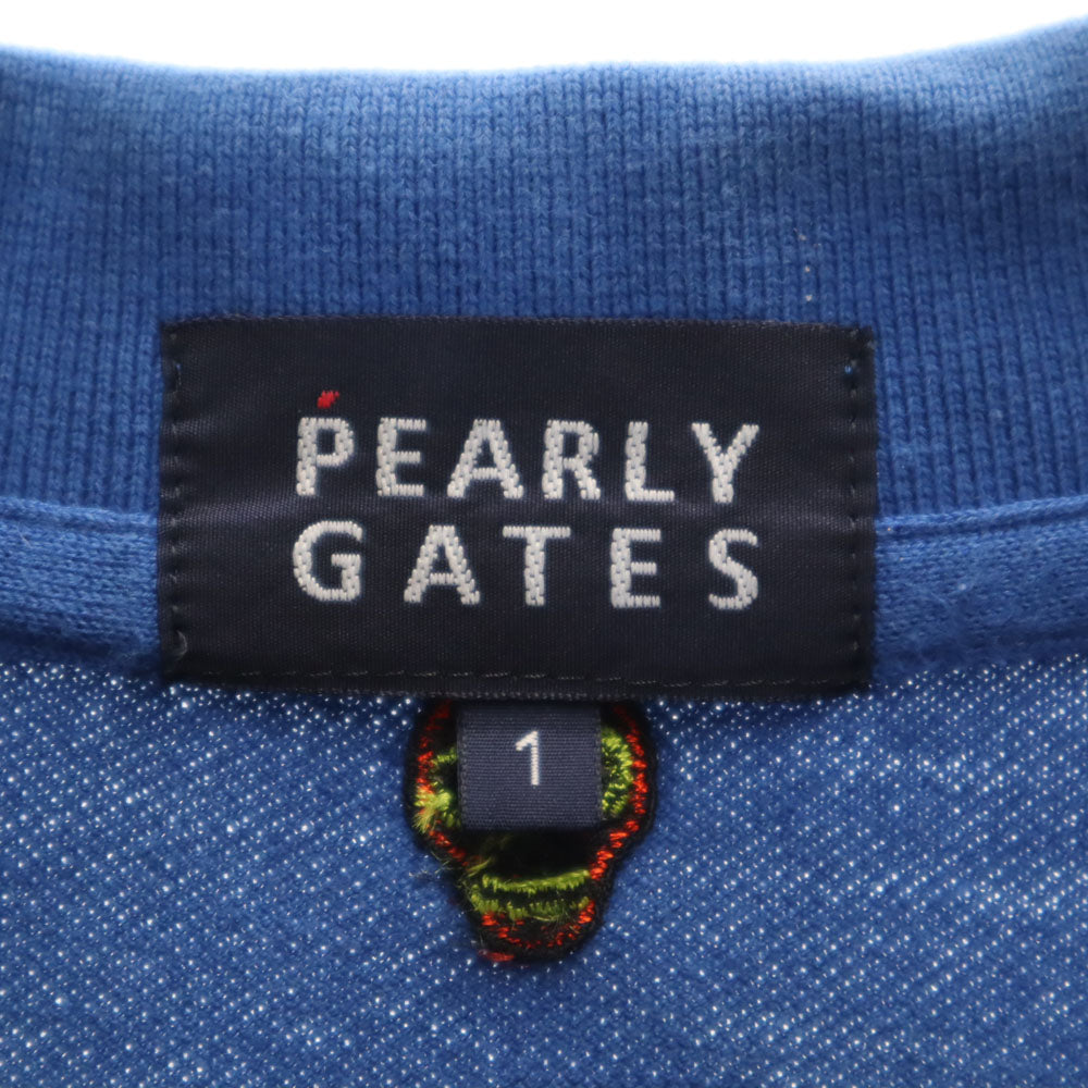 パーリーゲイツ 日本製 ゴルフ 半袖 ポロシャツ 1 ブルー PEARLY GATES 鹿の子 レディース