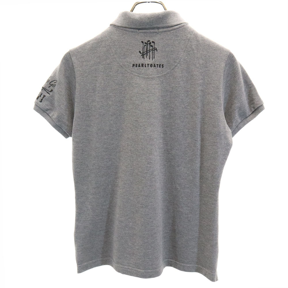 パーリーゲイツ 日本製 ゴルフ 半袖 ポロシャツ 2 グレー PEARLY GATES 鹿の子 レディース
