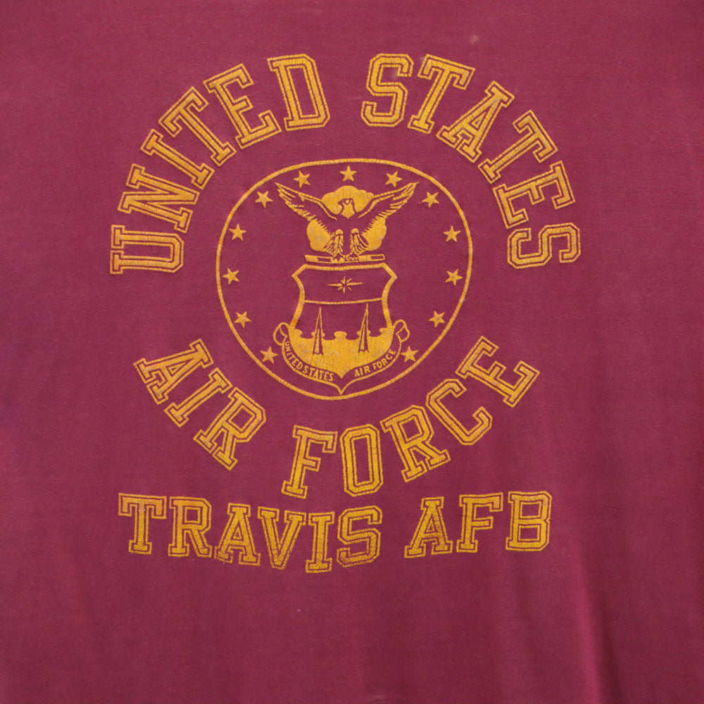 オールド 90s U.S.AIR FORCE プリント 半袖 Tシャツ ワインレッド系 OLD メンズ