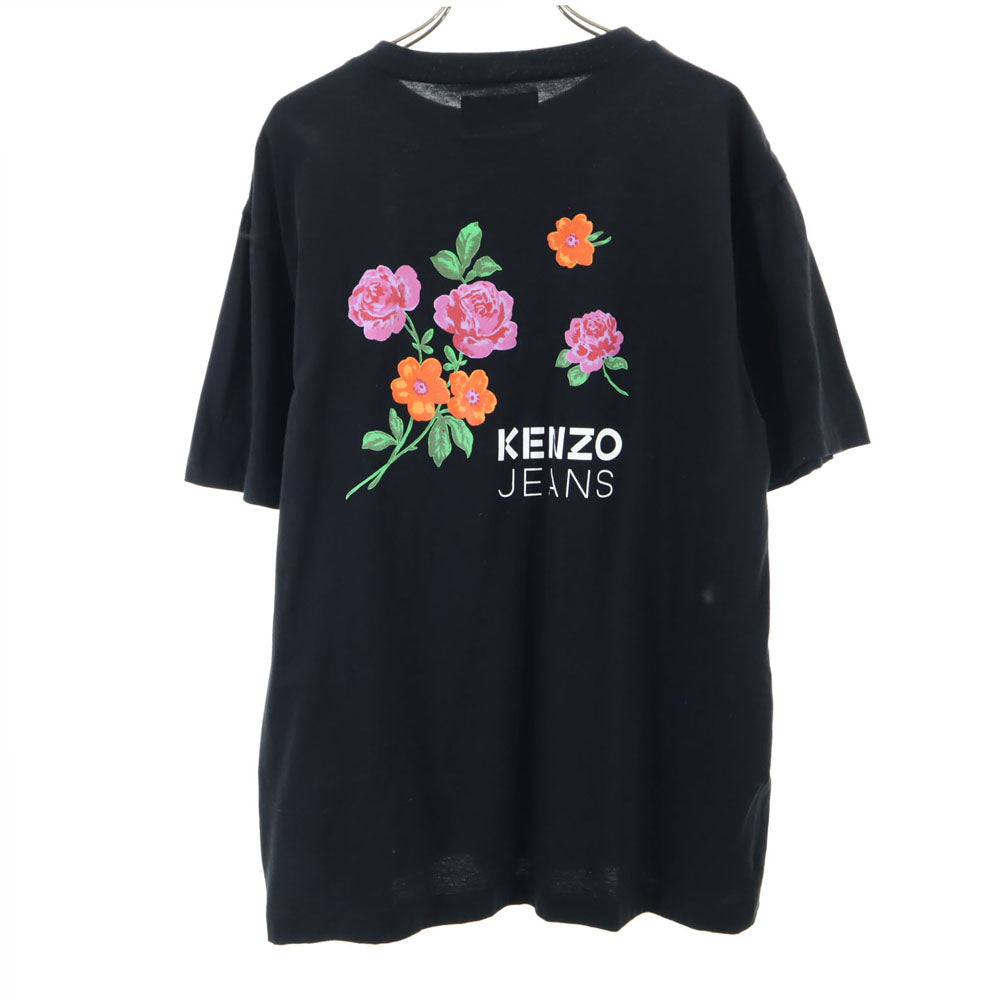 KENZO JEANS ケンゾージーンズ 90s 日本製 北斎タグ オールド バックプリント 半袖 Tシャツ FREE ブラック レディース