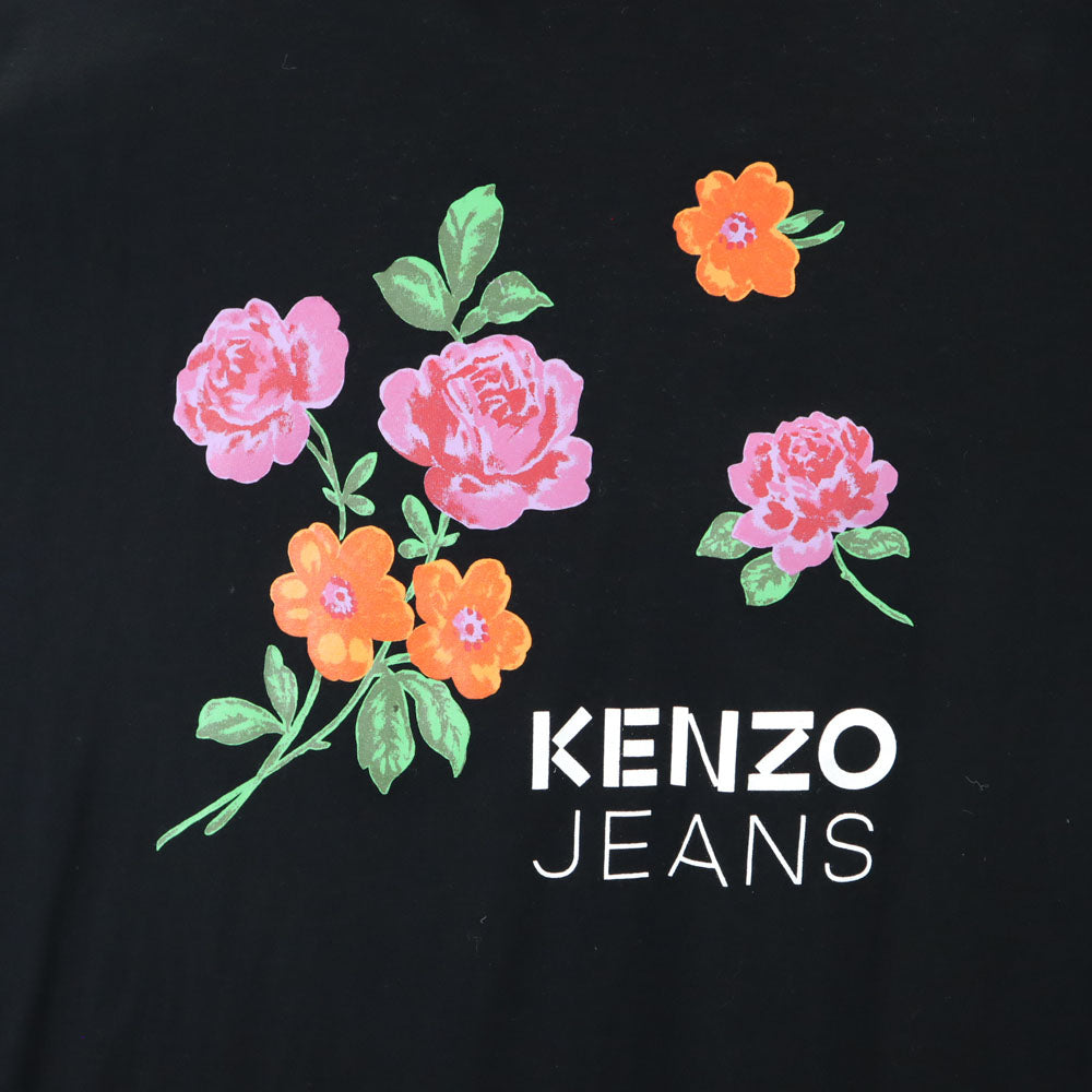 KENZO JEANS ケンゾージーンズ 90s 日本製 北斎タグ オールド バックプリント 半袖 Tシャツ FREE ブラック レディース
