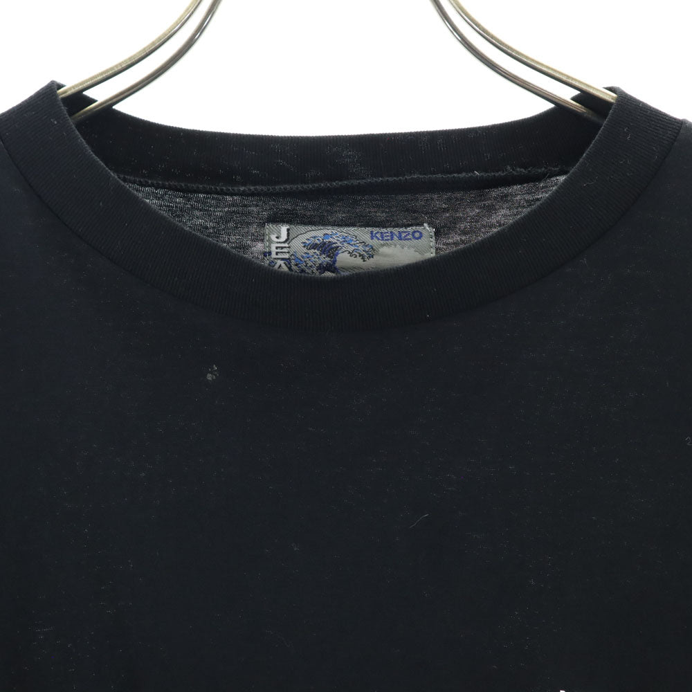KENZO JEANS ケンゾージーンズ 90s 日本製 北斎タグ オールド バックプリント 半袖 Tシャツ FREE ブラック レディース