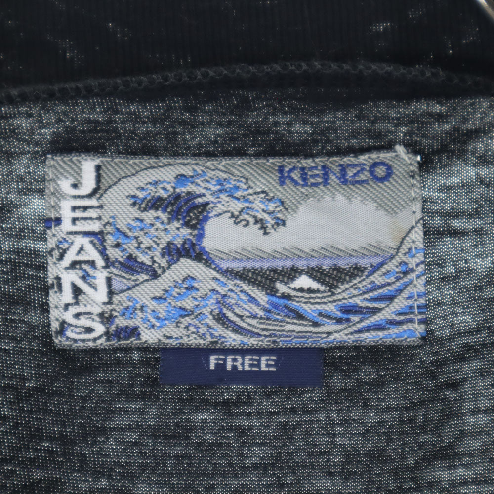KENZO JEANS ケンゾージーンズ 90s 日本製 北斎タグ オールド バックプリント 半袖 Tシャツ FREE ブラック レディース