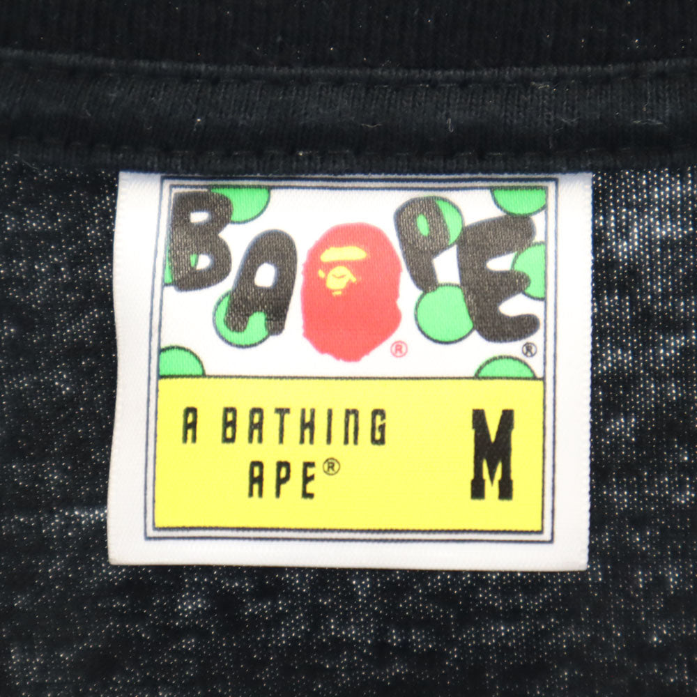 アベイシングエイプ 日本製 長袖 Tシャツ M ブラック A BATHING APE ロンT メンズ