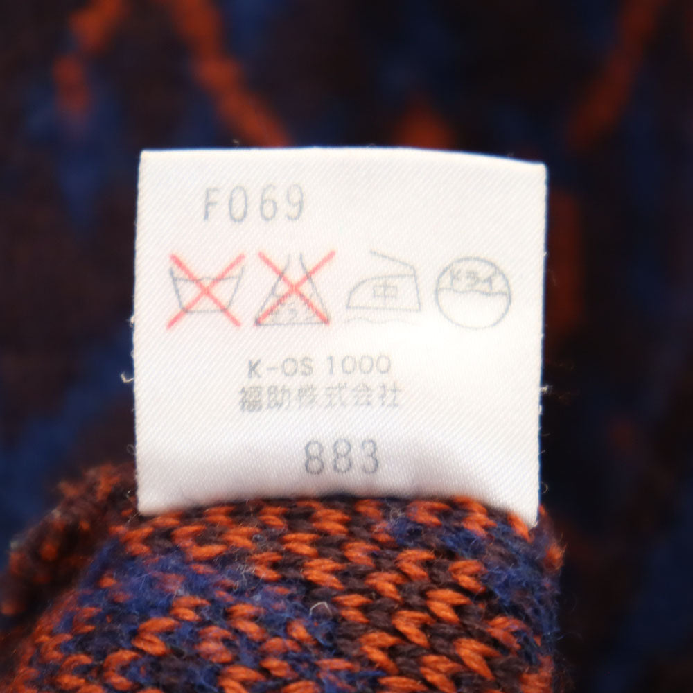 イヴサンローラン 80s 90s オールド 総柄 長袖 セーター L 赤茶系 YVES SAINT LAURENT ニット エルボーパッチ メンズ