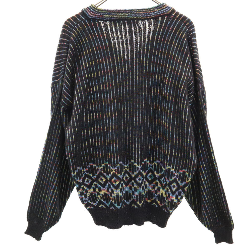 KOMAN 80s 90s オールド 長袖 Vネック セーター XL ダークブラウン系 ニット メンズ