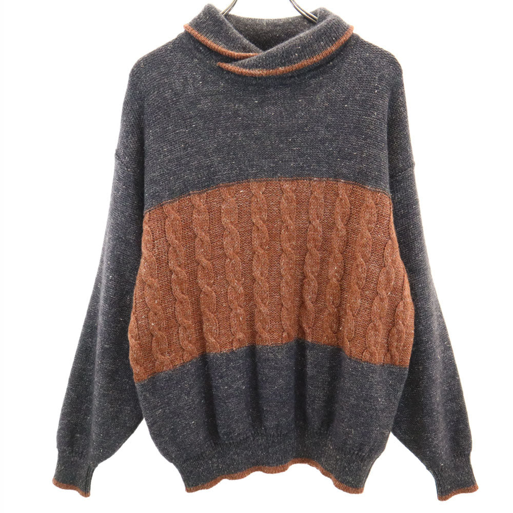 Christian Dior MONSIEUR クリスチャンディオール ムッシュ 90s 日本製 ウールブレンド オールド 長袖 セーター L チャコールグレー ニット メンズ