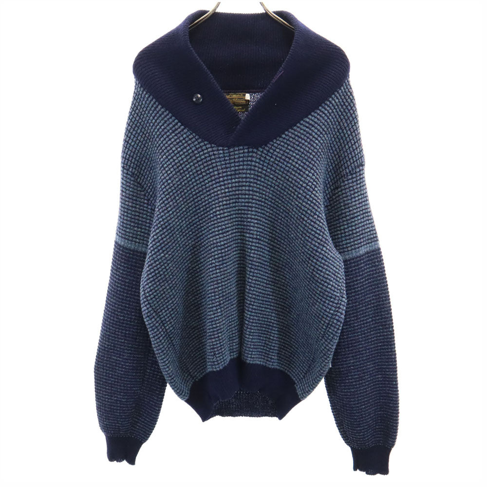 Eddie Bauer エディーバウアー 80s ウール 黒タグ オールド 長袖 セーター L ネイビー ニット 厚手 メンズ