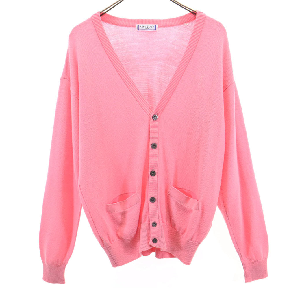 YVES SAINT LAURENT tricots イヴサンローラントリコット 90s ウール オールド 長袖 Vネック カーディガン M ピンク メンズ