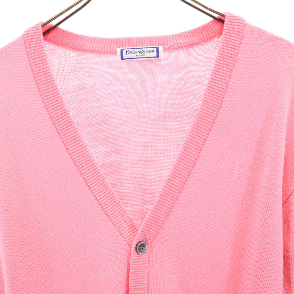 YVES SAINT LAURENT tricots イヴサンローラントリコット 90s ウール オールド 長袖 Vネック カーディガン M ピンク メンズ