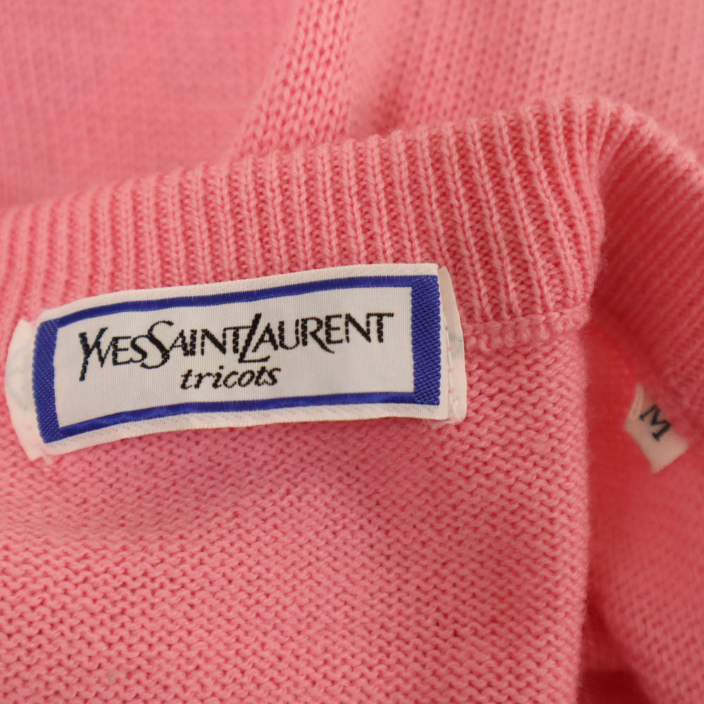 YVES SAINT LAURENT tricots イヴサンローラントリコット 90s ウール オールド 長袖 Vネック カーディガン M ピンク メンズ