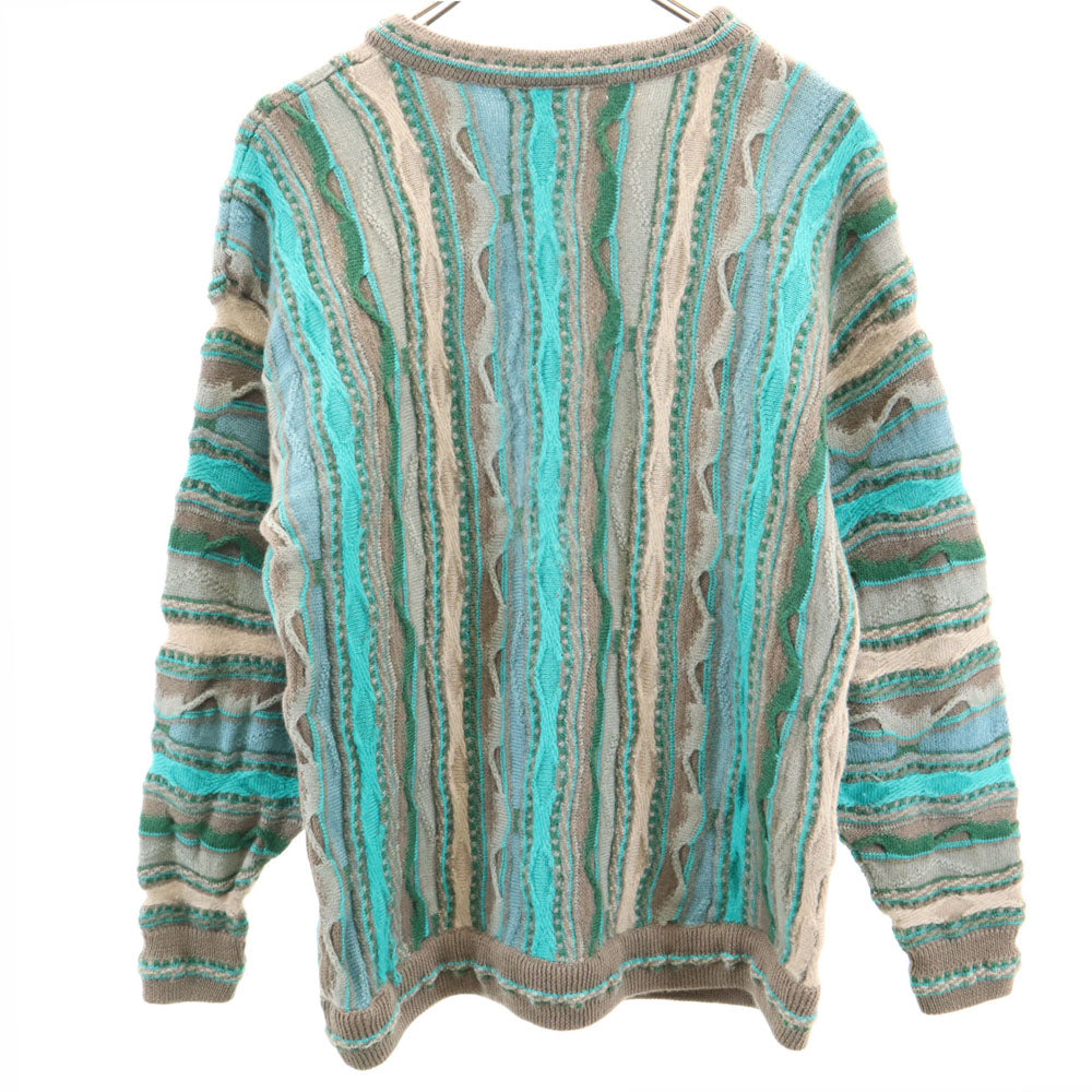 MULGA CLASSICS 90s オールド 総柄 長袖 セーター M グリーン系 3D ニット メンズ