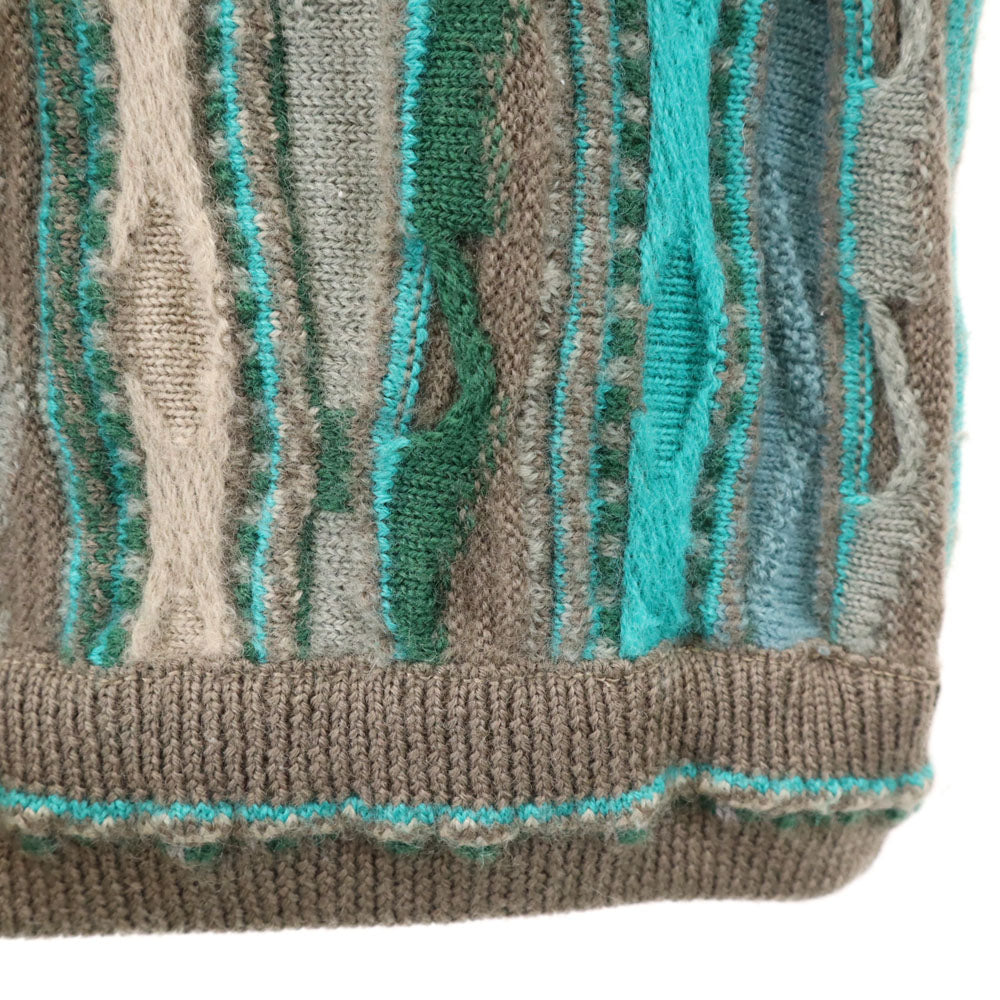 MULGA CLASSICS 90s オールド 総柄 長袖 セーター M グリーン系 3D ニット メンズ