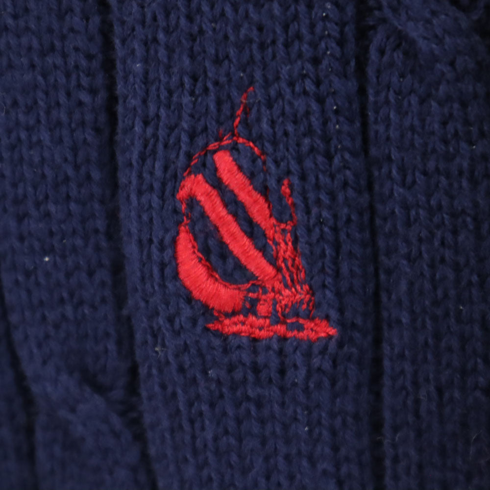 NAUTICA ノーティカ 90s コットン オールド バイカラー 長袖 セーター M ネイビー ニット メンズ