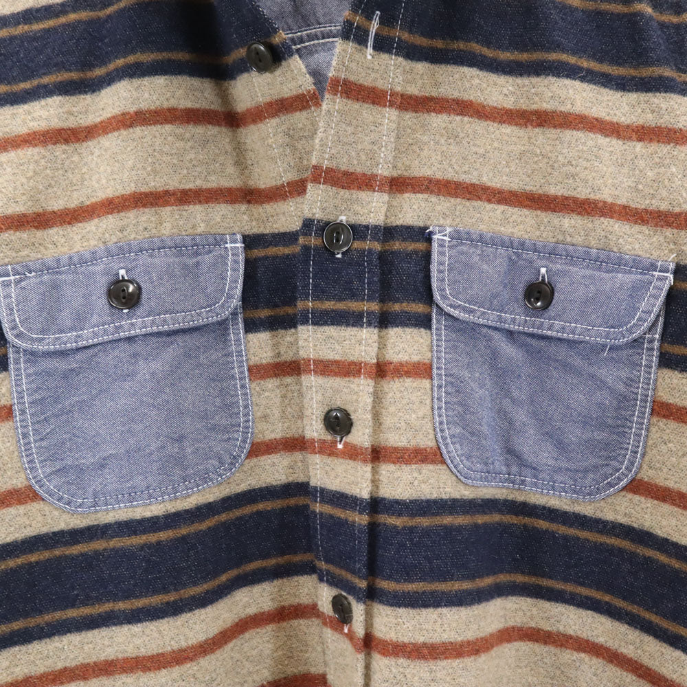 COMME des GARCONS HOMME コムデギャルソンオム 2013年 日本製 ボーダー柄 長袖 シャンブレーシャツ XS ネイビー 他 メンズ