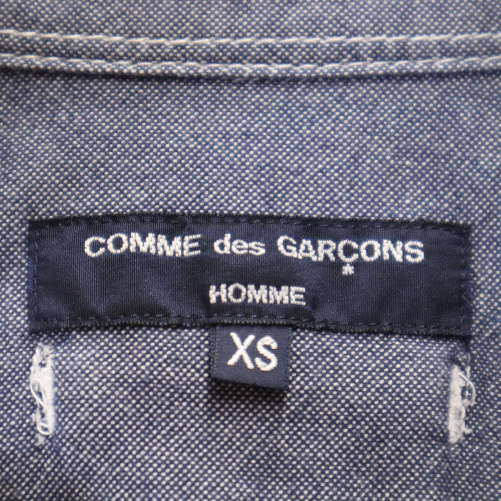 COMME des GARCONS HOMME コムデギャルソンオム 2013年 日本製 ボーダー柄 長袖 シャンブレーシャツ XS ネイビー 他 メンズ